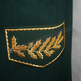 Dark Green Military Gold Bullion Zari Embroidery Greatcoat