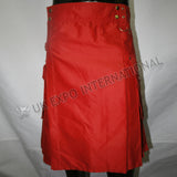 Red Color Sports Casual Utility Kilt