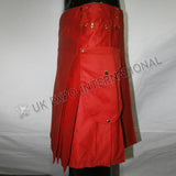 Red Color Sports Casual Utility Kilt