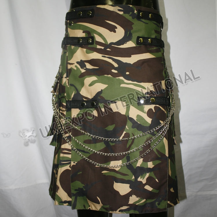 Sports Casual Camouflage Chain Utility Kilt