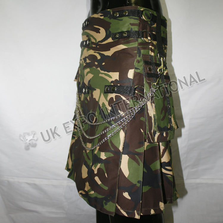 Sports Casual Camouflage Chain Utility Kilt