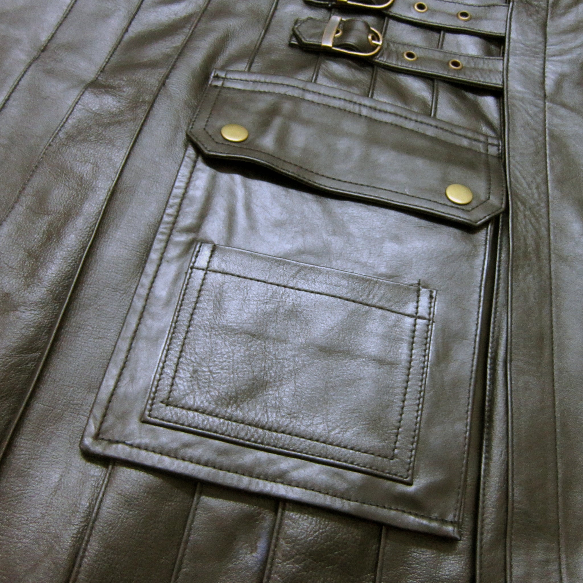 Black Real Leather Utility Kilt