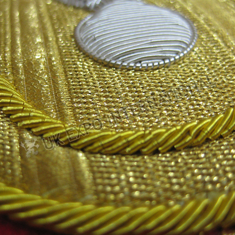 Red Gold Bullion Epaulettes White Grenade Badge Hand Embroidery Gold Fringe Military Shoulder Boards