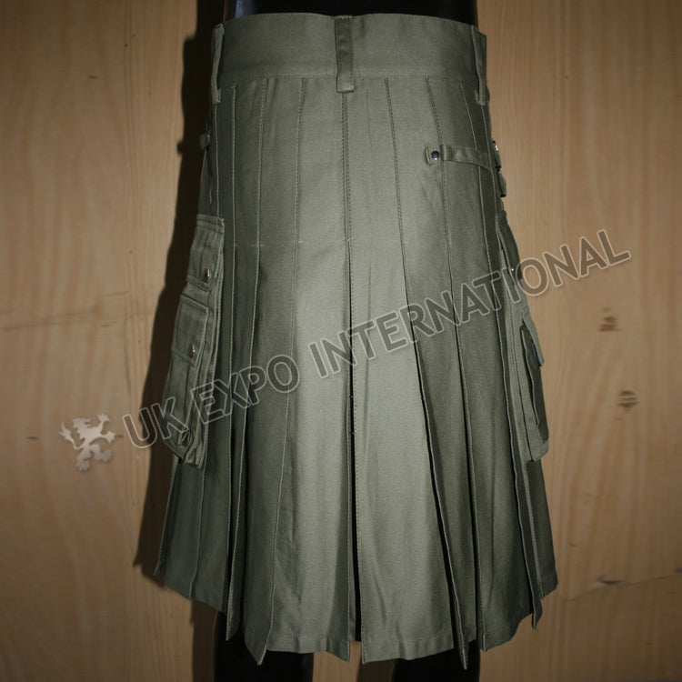 Dark Olive Heavy Canvas Utility Kilt