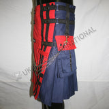 Blue With Red Cargo Utility Kilt
