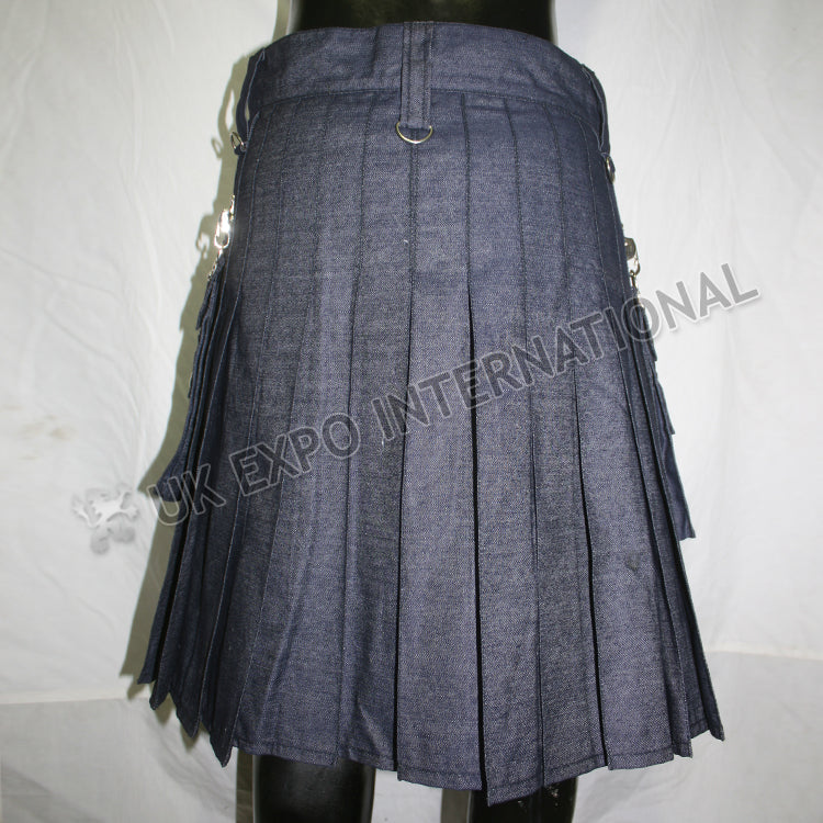 Active Men Blue Denim Utility Kilt