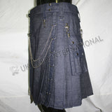 Active Men Blue Denim Utility Kilt