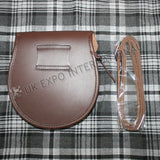 Leather Drop Pin Brown Embossed Sporran