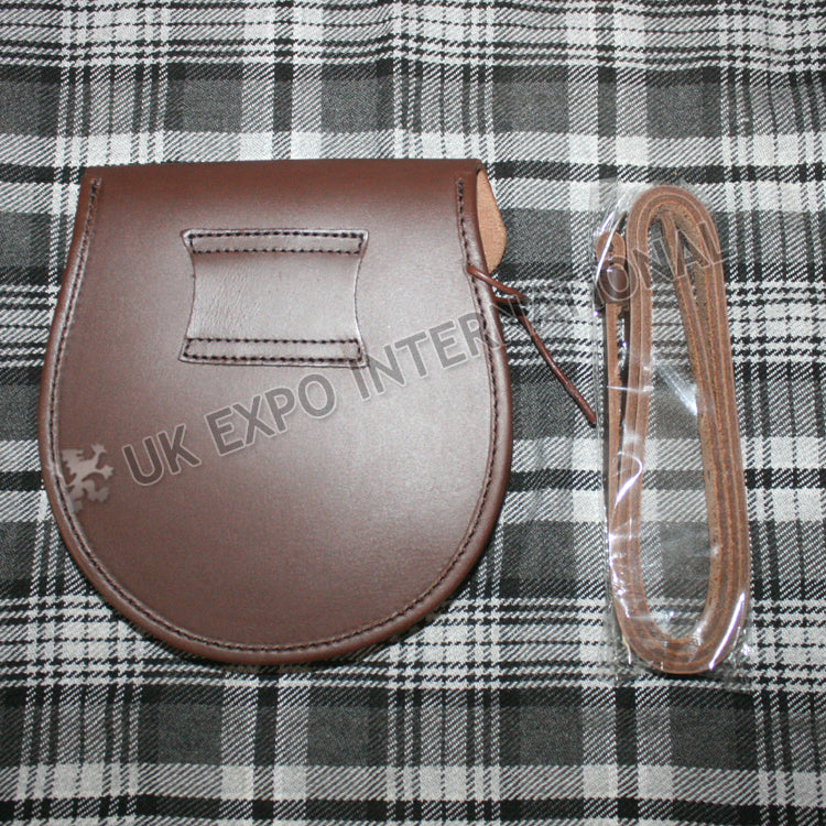 Leather Drop Pin Brown Embossed Sporran