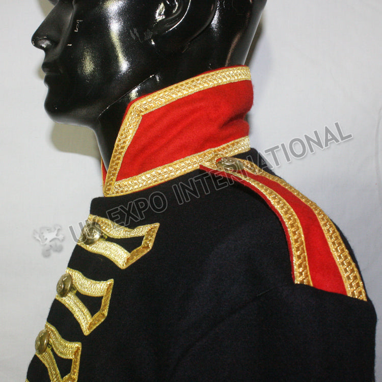Dark Blue Golden Braided Military Coat