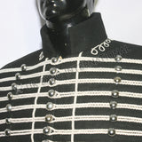 Black Cotton Silver Braided Officer Military Jacket