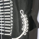 Black Cotton Silver Braided Officer Military Jacket