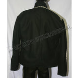 Black Cotton Silver Braided Officer Military Jacket