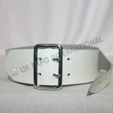 White Leather Double Pin Buckle Sword Belt
