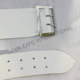 White Leather Double Pin Buckle Sword Belt