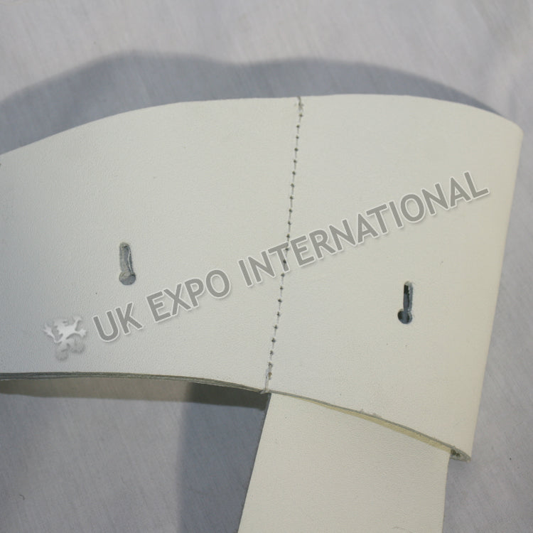 White Leather Double Pin Buckle Sword Belt