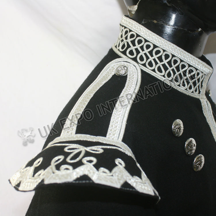 Black Piper Doublet With Silver Braiding