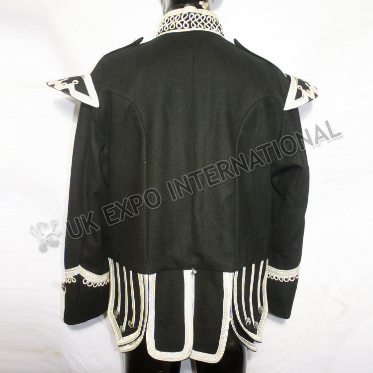 Black Piper Doublet With Silver Braiding