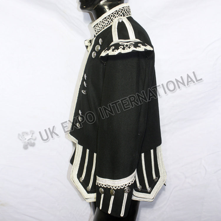 Black Piper Doublet With Silver Braiding