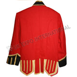 Red Military Piper Doublet Golden Braid With Black Trim