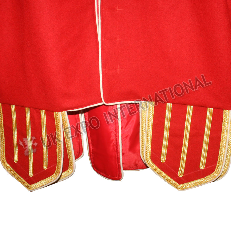 Red Military Piper Doublet Golden Braid With Black Trim