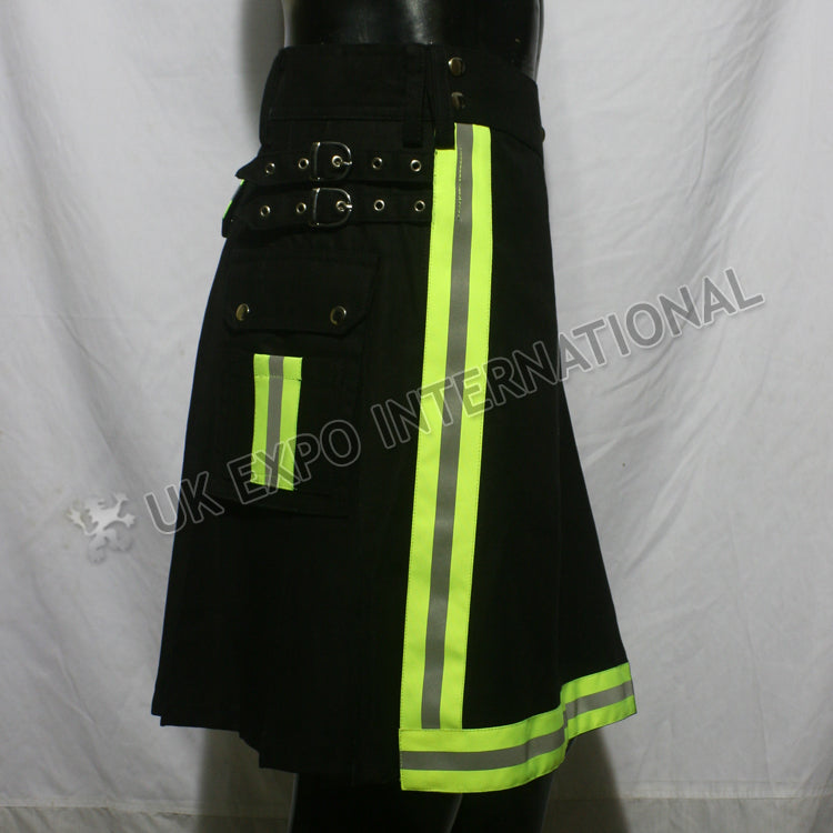 Black Fire Man Light Green Tape Utility Kilt