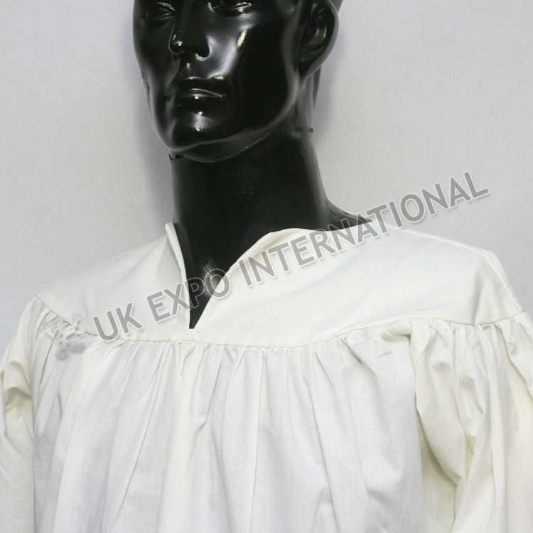 UK Off White Color Ghillie Renaissance Pirate Pioneer Theatre Shirt