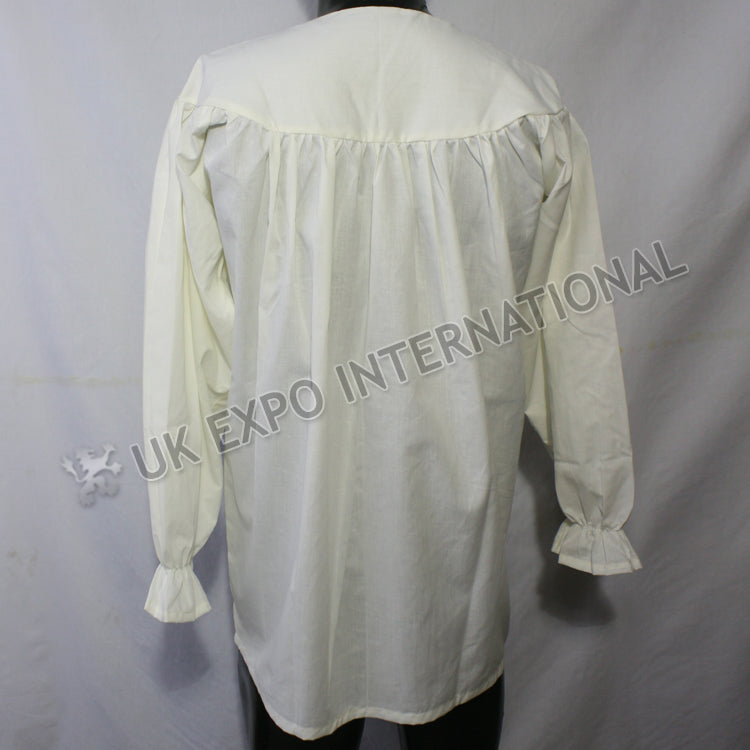 UK Off White Color Ghillie Renaissance Pirate Pioneer Theatre Shirt