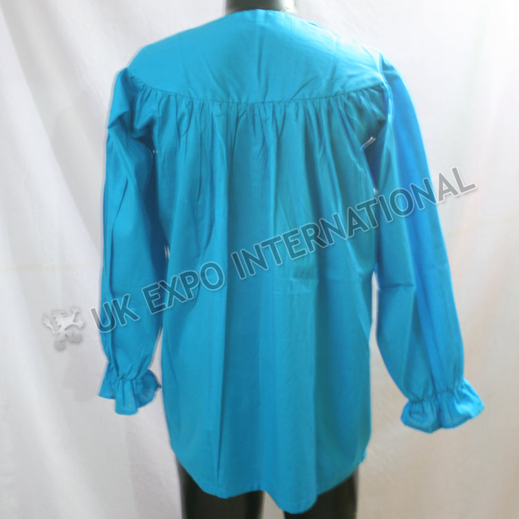 UK Turquoise Color Ghillie Renaissance Pirate Pioneer Theatre Shirt