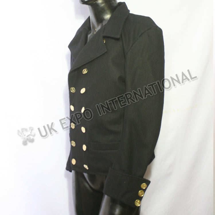 Black Double Breasted Wool Coat
