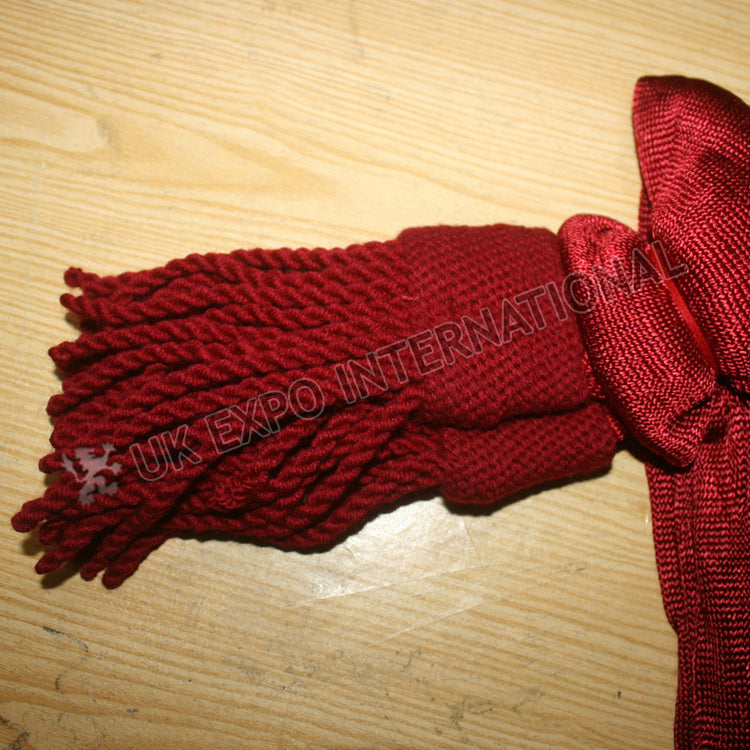 British Officer Maroon Barrel Netted Silk Sash Military Waist Sash