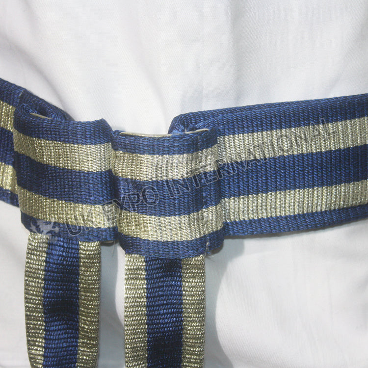 Army Blue Silk R168 Silver Bullion Belt Waist Sash