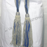 Army Blue Silk R168 Silver Bullion Belt Waist Sash