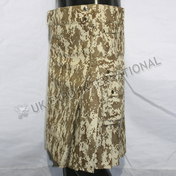 Brown Des Fashion Camouflage Utility Kilt