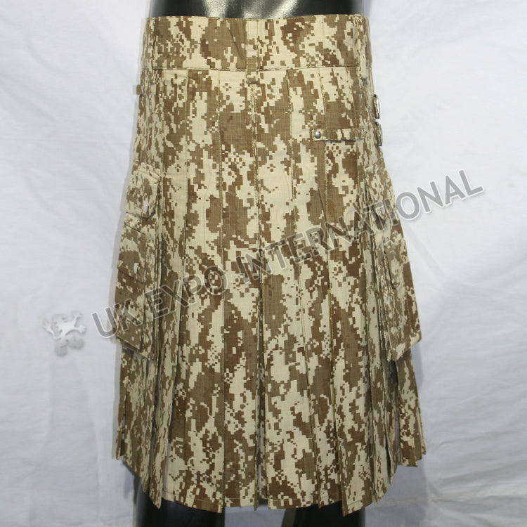Brown Des Fashion Camouflage Utility Kilt
