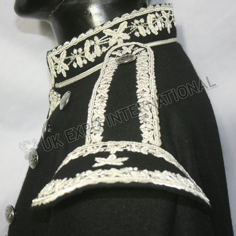 Black Color Hand Embroidered Silver Bullion Royal Doublet