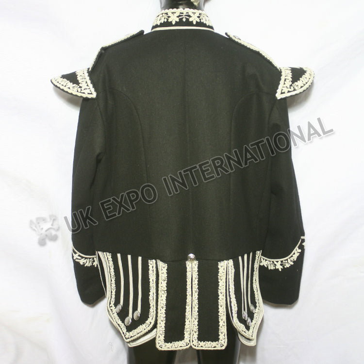 Black Color Hand Embroidered Silver Bullion Royal Doublet