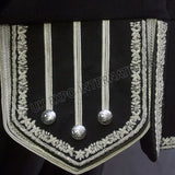 Black Color Hand Embroidered Silver Bullion Royal Doublet