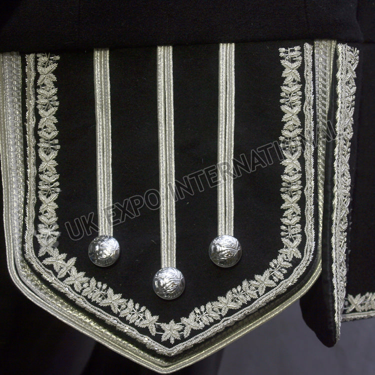 Black Color Hand Embroidered Silver Bullion Royal Doublet