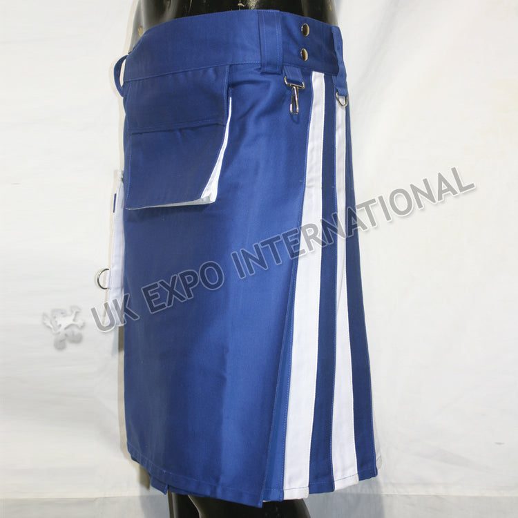 Blue With White Hybrid Two Tone Utility Kilt