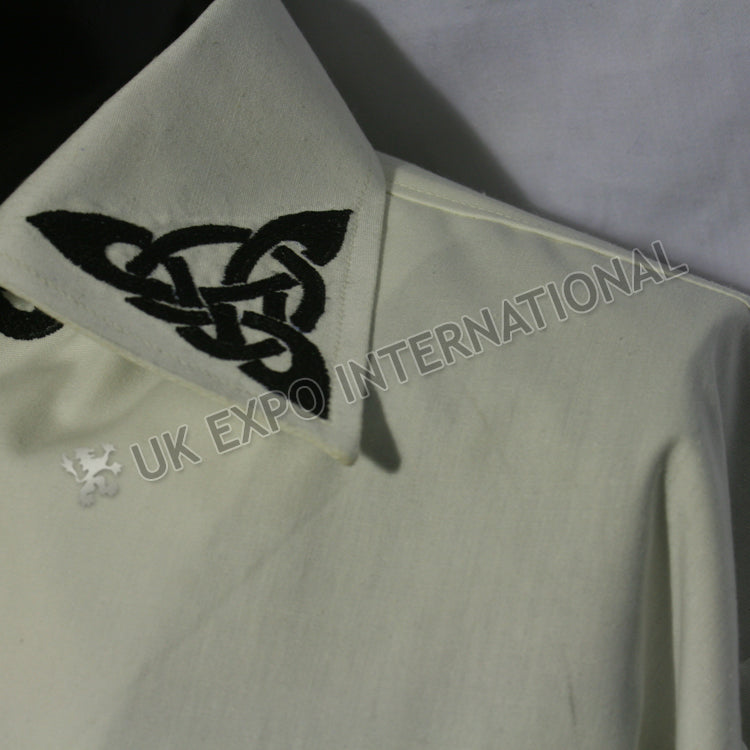 Jacobite Shirt Highland Style With Celtic Embroidered