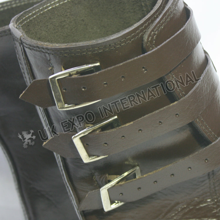 Brown Leather Military Long Boot