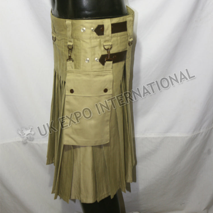 Modern Khaki Utility Kilt