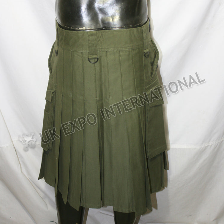 Modern Green Olive Utility Kilt