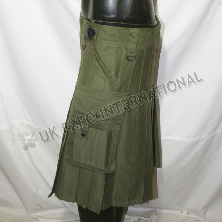 Modern Green Olive Utility Kilt