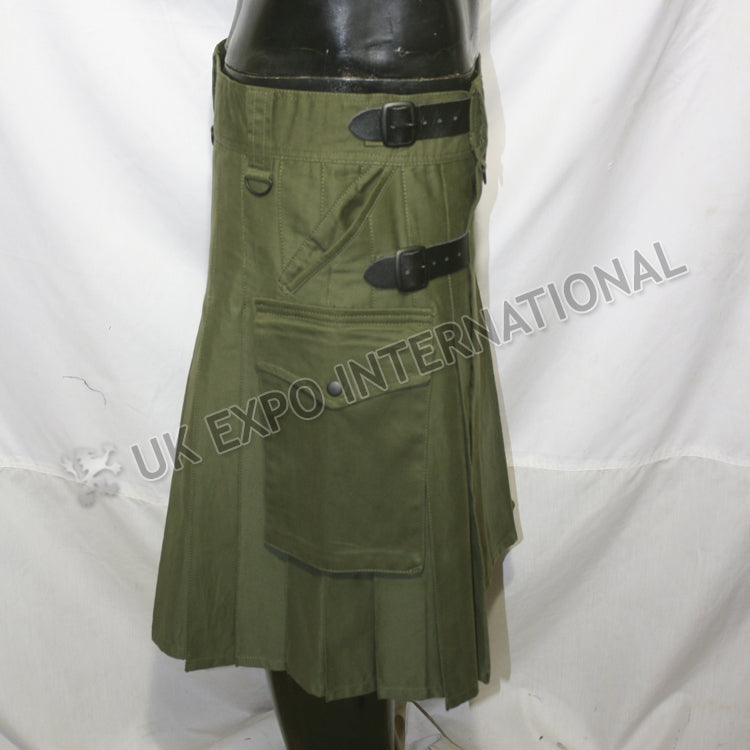Modern Green Olive Utility Kilt