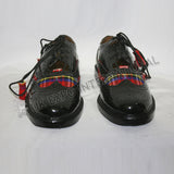 Royal Stewart Tartan Shoes Shiny Black PVC With Rubber Sole