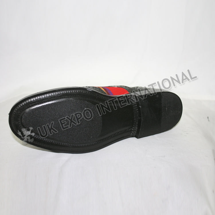 Royal Stewart Tartan Shoes Shiny Black PVC With Rubber Sole