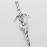 Small thistle with round shape sword kilt pin