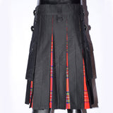 Black Hybrid Modern Royal Stewart Tartan Utility Kilt